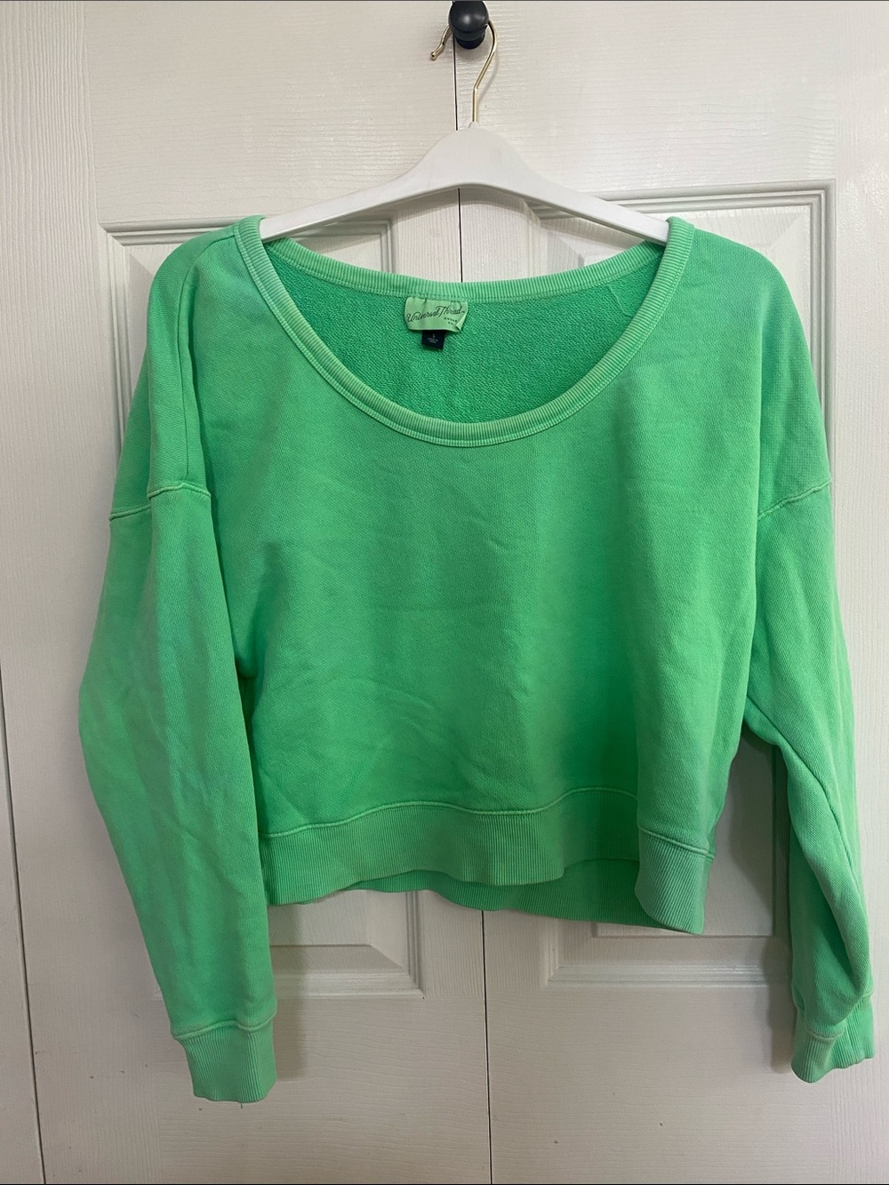 Palmetto Green Scoop Neck Cropped terry cotton Sweatshirt 💚 🌴